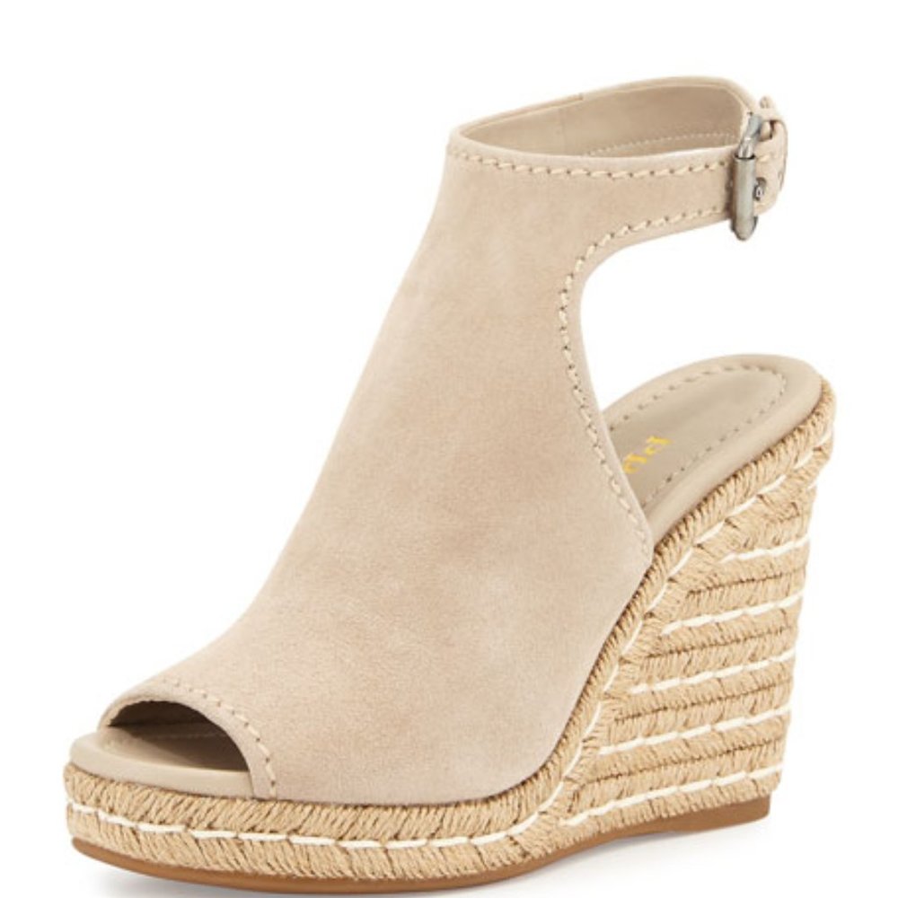Prada Open-Toe Suede Espadrille Sandal